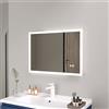 Plumbsys Specchio da bagno LED 100x70cm, Specchio Bagno parete con luci, Interruttore Tattile, Anti-appannamento, 3 temperature di colore, IP54 impermeabile