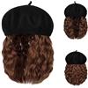 TEESONG Berretto con Extension per Capelli da Donna Parrucca ondulata riccia con cappello a caschetto Parrucche sintetiche Cappello con estensioni dei capelli attaccate Cappellino for parrucca lungo 8 pollici