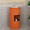 Cpaps Lavandino a Colonna Moderno in Ferro Battuto, Mobile da Bagno con Lavabo in Acciaio Inox, Lavandino su Piedistallo Freestanding Set con Rubinetto e Scarico (con contenitore,Arancione)