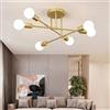 Mengjay Lampadario, LED Soffitto Nera a 6 Luci, Moderni E27, Lampadario in Metallo, Industriale Vintage per Cucina, Bar (Oro)