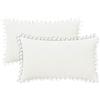 CaliTime Federe per Cuscini Confezione da 2 Fodere per Cuscini in Morbida Ciniglia Morbida Tinta Solida con Pom Pom per Divano Divano Decorazione Domestica 30 cm x 50 cm Crema