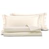 Smart Deco Home Completo letto lenzuola in raso di puro cotone Made in Italy con elegante ricamo MATRIMONIALE PANNA
