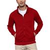 PRIVIMIX Felpa Uomo Senza Cappuccio con Cerniera Zip Invernale Hoodie Pullover Rosso XXL