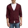 Hisir Cardigan da uomo in maglia leggera classica morbida lana con scollo a V con bottoni, maniche lunghe Maglieria Pullover Maglioni per uomo, regalo da uomo, 06 vino rosso, L