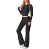 IWOLLENCE Tuta da jogging da donna, set da 2 pezzi, tuta sportiva da donna, Y2K, abbigliamento da casa con crop top e pantaloni a zampa, grigio chiaro, XS