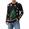 Becotal Maglione Natalizio per Famiglia, con Scollo Rotondo, Divertente Maglione Natalizio con Albero di Natale, Pupazzo di Neve, Pupazzo di Neve Rosso Donna, S