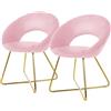 ML DESIGN modern living ML-Design Set 2 Sedie per Sala da Pranzo in Velluto Rosa con Schienale Rotondo Poltroncina Imbottita da Cucina Salotto con Gambe in Metallo Oro Seduta Ergonomica Confortevole per Soggiorno 64x53x77 cm