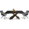 PAZZO DESIGN Tavolo Allungabile Romeo, Piano Ceramica Golden Nero, Finitura opaca, Gambe In Metallo Bronzo, Tavolo Cucina, Tavolo Soggiorno, Tavolo Ceramica, 180x90x76 Cm - id_2061