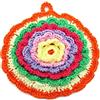 Crochet by Patty Presina rotonda ad uncinetto multicolore con fiore in cotone 12 cm (8PRS) - Made in Italy