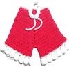 Crochet by Patty Presina ad uncinetto fucsia e bianca a forma di pantalone in cotone 12x16 cm (10PRS) - Made in Italy