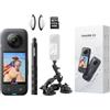 Insta360 Fat Gecko - Kit di supporto per auto X3 per drone di terza persona/video GTA, con bastone invisibile per selfie, protezione obiettivo + 64 GB