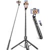 SelfieShow 179cm Treppiede per Cellulare, Selfie Stick Treppiede Estensibile in Alluminio con Telecomando Staccabile, Bastone Selfie Rotazione di 360° Compatibile con iPhone Samsung Smartphones, Gopro, Camera