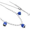 Dada Gioielli - Collana con Perle di Maiorca Scintillanti e 3 Campanelle Capri Smalto Perlato Portafortuna 45+5 cm (Blu)