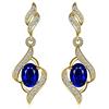 JewelryPalace 2.2ct Orecchini Donna Pendenti Lunghi in Argento 925 con Zaffiro Blu Creato, Pietra a Taglio Ovale, Tre Ori Set Gioielli Donna