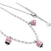 Dada Gioielli - Collana con Perle di Maiorca Scintillanti e 3 Campanelle Capri Smalto Perlato Portafortuna 45+5 cm (Rosa)