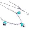 Dada Gioielli - Collana con Perle di Maiorca Scintillanti e 3 Campanelle Capri Smalto Perlato Portafortuna 45+5 cm (Turquoise)
