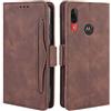 HualuBro Cover per Motorola Moto E6 Plus, Flip Cover a Libro in Premium PU Pelle Magnetica Antiurto Case Portafoglio Custodia per Motorola Moto E6 Plus Cover - Marrone