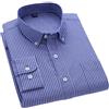 Generic Camicie Oxford da uomo in 100% cotone, a maniche lunghe, con tasca singola, casual, da lavoro, con bottoni, A righe bianche e blu, L