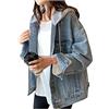 Lazutom Casual con cappuccio Denim Giacche Button Down Jean Jacket, Blu, 12