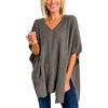 Generico Lupetto Donna Manica Lunga Maglioni Di Lana Donna Maglione da donna tinta unita pullover con scollo a V maglione a righe lavorato a maglia poncho con Donna Invernale (Dark Gray, S)