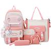 Damaiyiyi Yi - Set di 5 zaini Kawaii con simpatico ciondolo a forma di orso, zaino per la scuola, adatto per ragazze adolescenti, rosa, L