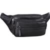 STILORD 'Zion' Marsupio in Pelle Vintage Moderno Uomo Donna Borsa a Vita in Cuoio Vero Borsello con Cerniere Resistente alla Moda, Colore:ossidiana nero