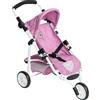 Bayer Chic 2000® Passeggino per bambole Lola - Jeans Pink - Passeggino pieghevole per bambole - Manico regolabile in altezza 33-62 cm - Jogger a 3 ruote - Bambole fino a 50 cm - 3-6 anni