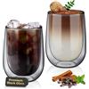 glastal Tazze in Vetro Nero Uniche - 2x350ml Tazza da Caffè in Doppio Vetro Bicchieri da Caffè a Doppia Parete per Tè, Latte,Cappuccino,Regalo di Compleanno per un Amico dei Genitori - 2024 Nuovo