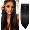 Gairyan Extension Clip Capelli Lisci Marrone Scuro 8pcs Extension Capelli Finti Clip Posticci per Capelli Naturali Sintetici Clip in Hair Extension Morbido Parrucchino Lungo Dritto Full Head 65cm