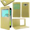 ebestStar - Cover Compatibile con Samsung J3 2016 Galaxy SM-J320F Custodia Portafoglio Protezione Libro Flip con Finestra View, Dorato [Apparecchio: 142.3 x 71 x 7.9mm, 5.0'']