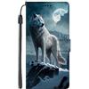 EuoDuo Compatibile con Samsung Galaxy S23 Ultra Cover Libro con Disegni Custodia Portafoglio in PU Pelle Completa Protettiva Caso Magnetica Flip Wallet Case - Bianco Lupo