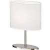 Fischer & Honsel Lampada da tavolo Modena | colore nichel opaco | paralume in tessuto bianco Chintz | L: 20 cm, larghezza 10 cm, altezza 27 cm | con interruttore a filo | 1 x E14 max. 25 W senza