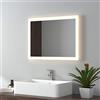 EMKE Specchio da bagno a LED, 45 x 60 cm, luce bianca calda e luce bianca fredda, con pulsante