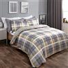 Dreamscene Set di biancheria da letto con copripiumino e federa, reversibile, motivo tartan, colore: giallo ocra, grigio antracite, 2 pezzi, singolo