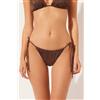Calzedonia Brasiliana Lacci Costume Shiny Satin Marrone