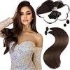 Moresoo Extension Capelli Veri Cheratina Marrone Cioccolato Remy Lisci Cheratina per Extension Capelli Veri Umani Marrone Scuro #4 60 cm 50g 50 Ciocche
