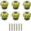 Yuaaoh 6 Pomelli in Ceramica Forma di Zucca, Pomelli Porcellana per Mobili, Maniglie Rotonde per Armadio Vintage Con Viti per Casa, Ufficio, Armadio da Cucina, Cassetti e Armadi 4x4x4cm (Verde)