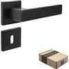 APECS Maniglia per porte interne, nera opaca, moderna, per porta di casa e porta interna, con rosette quadrate, con materiale di fissaggio, per porta, modello Regulus BB