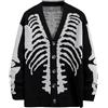 Vagbalena Cardigan Scheletro da Uomo a Maniche Lunghe Maglione con Bottoni Cappotto Oversize con Bottoni a Maniche Lunghe Stampato Scheletro con abbottonatura con Scollo a V (Nero,L)