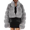Generic Giacca invernale da donna giacca a maniche lunghe casual corta calda finta peluche cappotti da corsa giacca da donna, Grigio, M