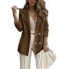 Goolecrimp Donna Casual Doppio Petto Grande Tasca Blazer Leggero Risvolto Bottone Classico Ufficio Blazer Giacca Maniche Lunghe Business Workwear Giacca (Marrone,S)