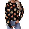 YCBMINGCAN Maglione da donna a righe con stampa a foglia d'acero da donna, 2024, alla moda invernale, a maniche lunghe, grafica, casual, da donna, rosa, Nero , M