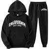 NaLatia Tuta Uomo Completo california con Logo Stampato, Unisex Felpa con Cappuccio in Plie e Pantaloni, Tuta Jogging Sportiva set Autunno Inverno
