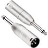 JOMLEY Adattatore da jack Mono TS da 6,35 mm a XLR maschio, Adattatore da 6,35mm a XLR Maschio, Confezione da 2