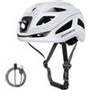ROCKBROS Casco Bici con Luce Type-C Ricaricabile, Casco da Ciclismo per Bicicletta MTB, Uomo Donna, Taglia 58-60cm, Luci Frontali Posteriori e Laterali, Impermeabile Leggero