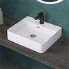 doporro Lavabo Bagno Sospeso Lavandino da Appoggio Rettangolare 50 cm in Ceramica Bianco Lucido con Foro per Rubinetto e Troppopieno, Lavamani a Parete con Nano Rivestimento Anticalcare - Meissen201