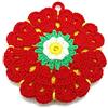 Crochet by Patty Presina rotonda ad uncinetto rossa a forma di fiore in cotone 12 cm (3PRS) - Made in Italy
