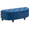 HOMCOM Panca portaoggetti, design imbottito a metà cerchio con rivestimento vellutato, gambe in legno di albero della gomma, per soggiorno, camera da letto, ingresso, 120 x 46 x 42 cm, blu