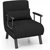 COSTWAY 4 in 1 Poltrona Letto Singolo, Poltroncina Pieghevole con Schienale Regolabile in 6 Posizioni, Sedile Imbottito Robusto, Divano Letto per Casa Ufficio, 79x65x79 cm (Nero)