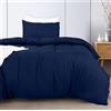 Utopia Bedding Copripiumino Singolo - Copripiumino in Microfibra di Poliestere 135x200cm + Federa con Orlo Plissettato 80x80cm - Blu Navy